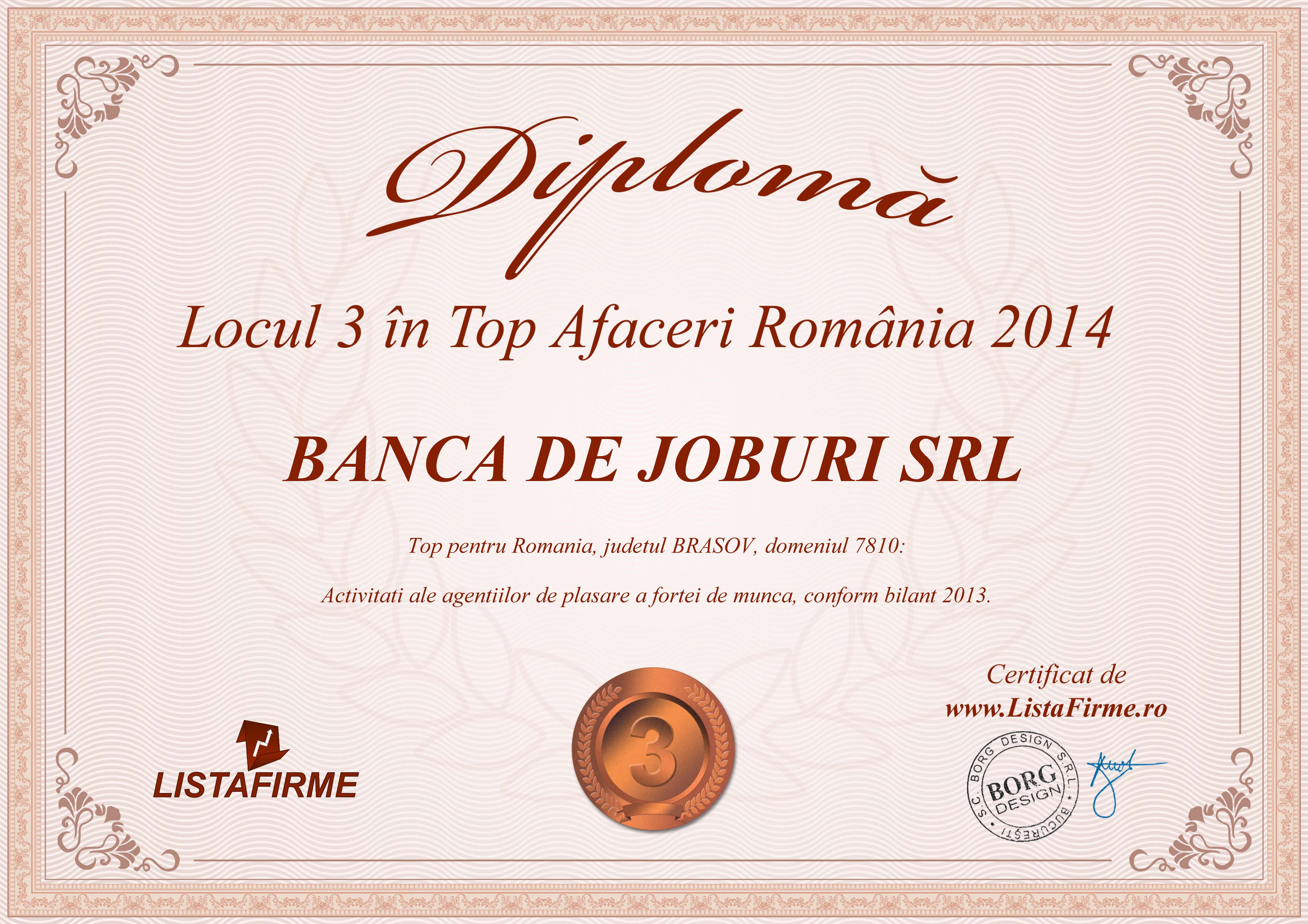 Locul 3 - Top Afaceri 2013